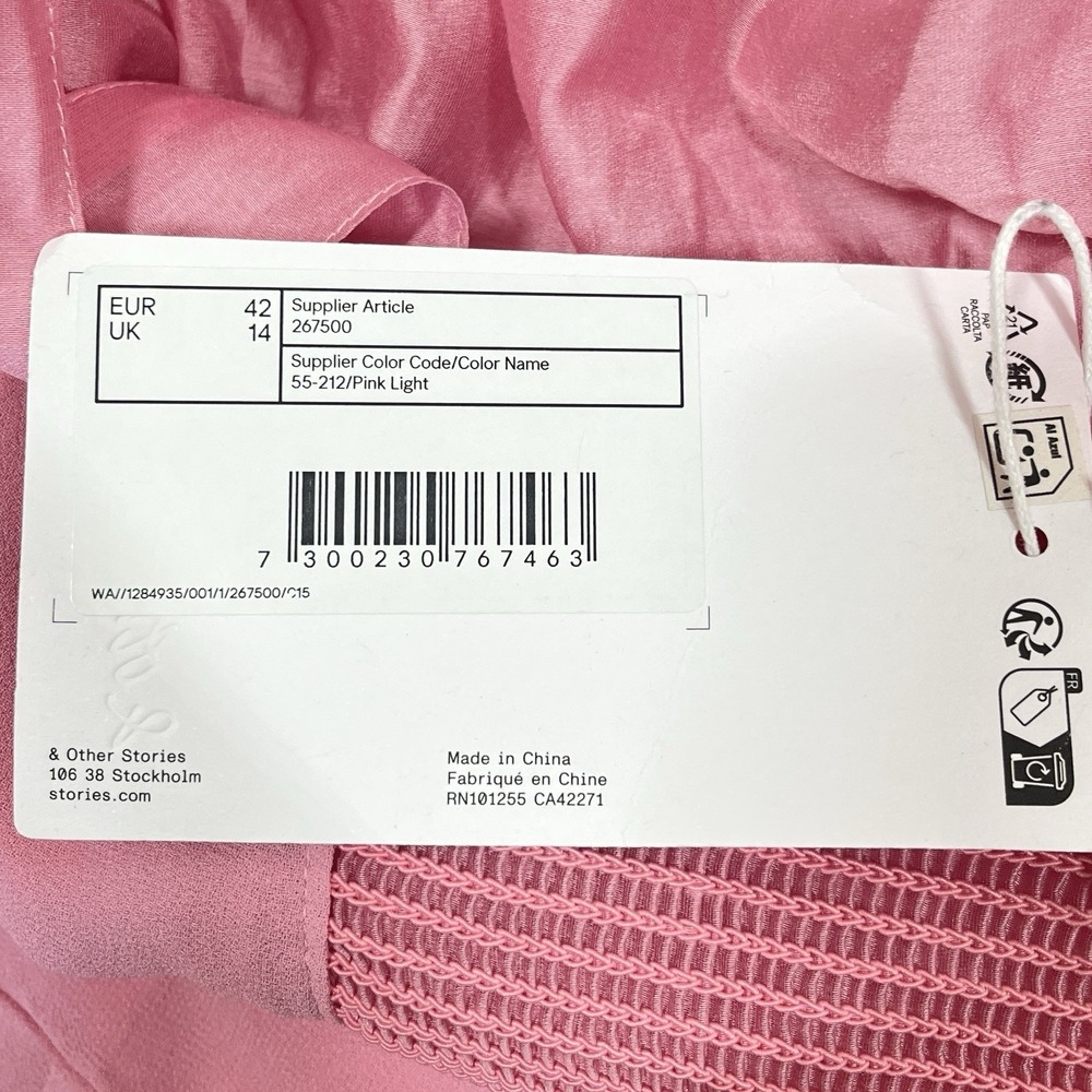 NEW & Other Stories Ruffle Maxi Dress Size 10 Pink Voile Tiers Corset Bodice - Picture 7 of 9